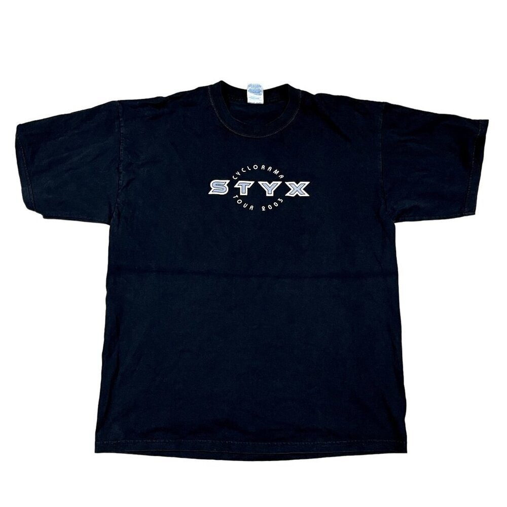 Styx T-Shirt Mens XL Black Styx Cyclorama Tour 2003 Classic Rock My A$s Band Tee